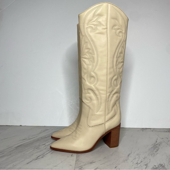 New! Schutz Maryana Western Leather Tall Block Heel Boot 5B - Picture 15 of 15